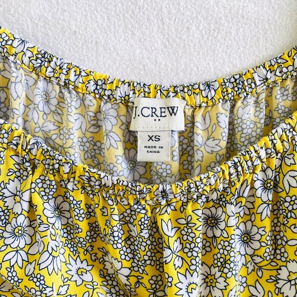 J Crew yellow floral peasant dress Womens Extra Small ruffle pockets bohemian - Picture 5 of 14